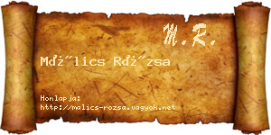 Málics Rózsa névjegykártya